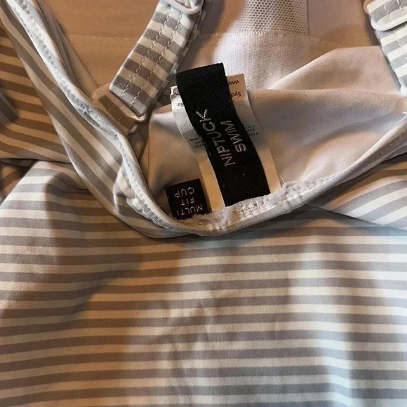 Niptuck Swim Sorrento Stripe Joanne One Piece Swimsuit Gray/White Size 4 - Picture 9 of 11